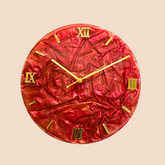 12inch Velvet Design Resin Wall Clock in Red