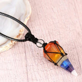 Amethyst Pendulum Pendant Macrame Wrapped Necklace