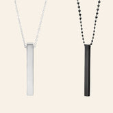 Stick Stainless Steel Black Silver Locket Pendant Necklace Chain For Boys and Men Unisex