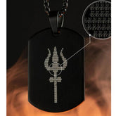 Shiv Trishul Carved Tag Necklace
