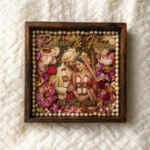 customized resin wedding photo frame half pour 25mm thick with floral design and pearl border couple photo keepsake