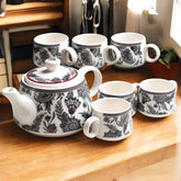 Handcrafted Ceramic Stylo Black Teapot Cup Set - Craft Farm