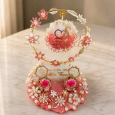 Luxury Customized Engagement Platter 8 Inch with Floral Ring Holder & Couple Name Design