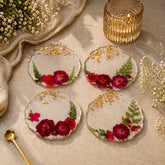 resin dried flower coaster set with gold flakes set of 4 handmade floral table decor