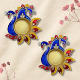Peacock Metal T-light Candle Holder - 2 PCS (Design-2) - Craft Farm