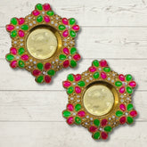 Multicolour T-light Candle Holder - 2 PCS (Design 1) - Craft Farm