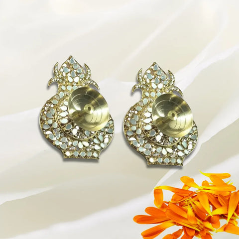 Brass Akhand Diya With Mirror (Kalash) - 2 PCS - Craft Farm