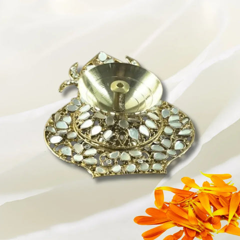 Brass Akhand Diya With Mirror (Kalash) - 2 PCS - Craft Farm