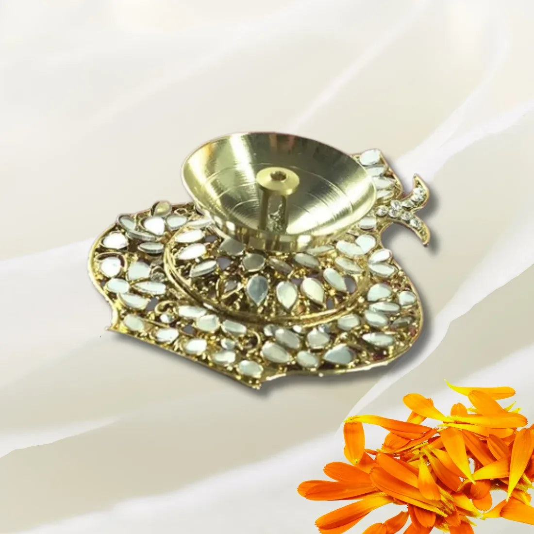 Brass Akhand Diya With Mirror (Kalash) - 2 PCS - Craft Farm