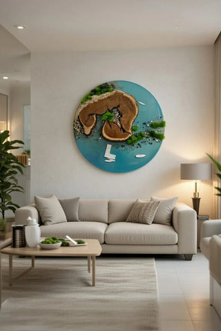 Serene Island Oasis Resin Wall Art- 18inch - Craft Farm