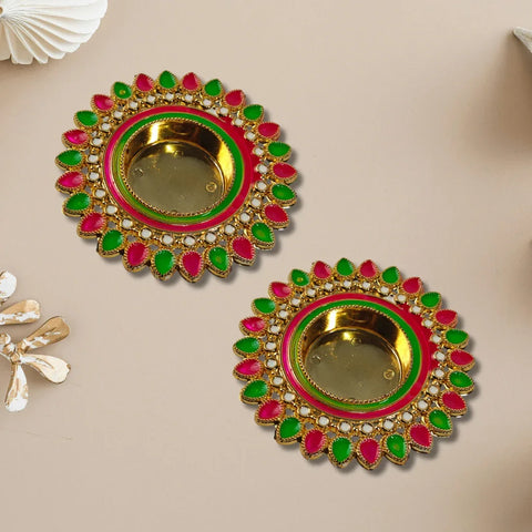 Multicolour T-light Candle Holder - 2 PCS (Design 2) - Craft Farm