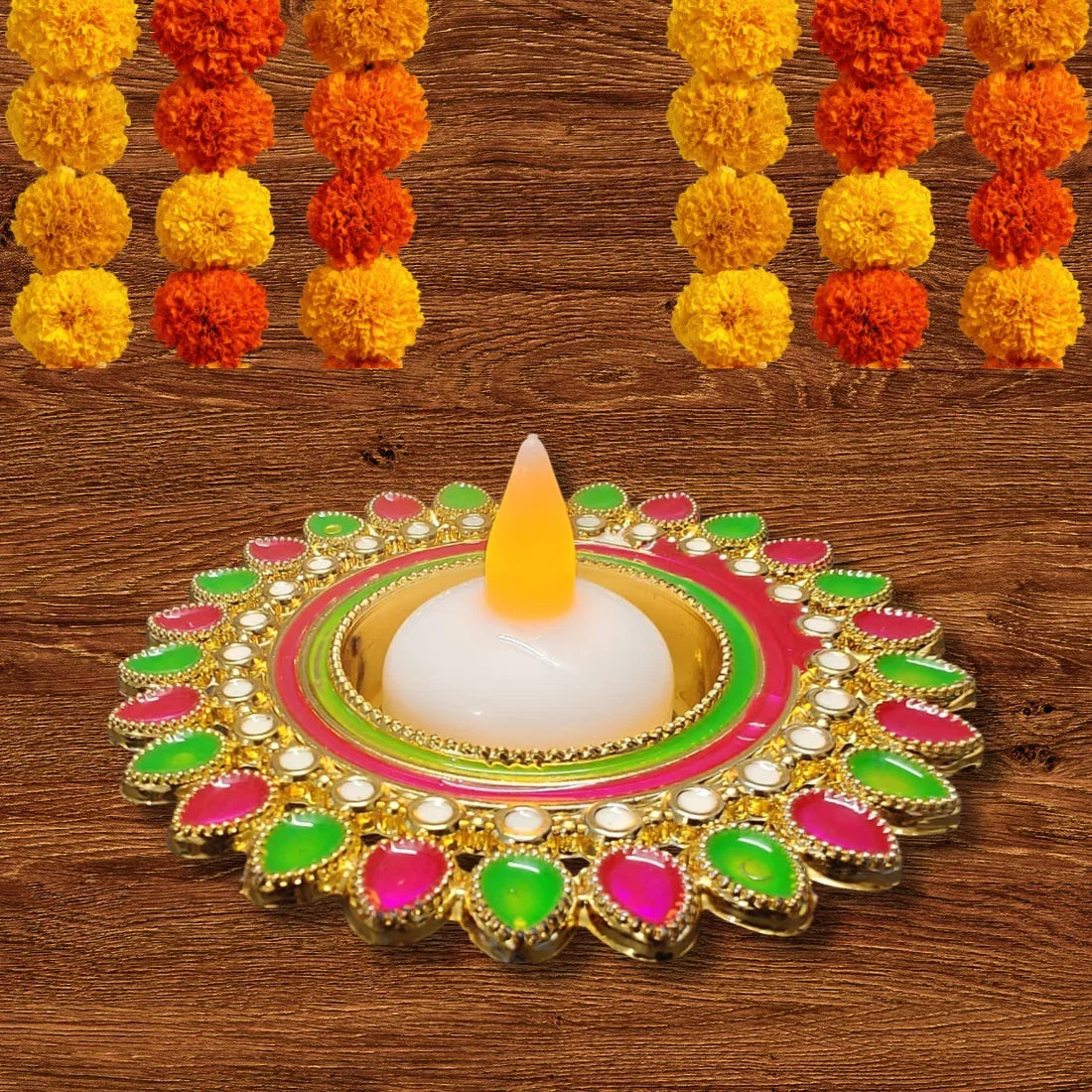 Multicolour T-light Candle Holder - 2 PCS (Design 2) - Craft Farm