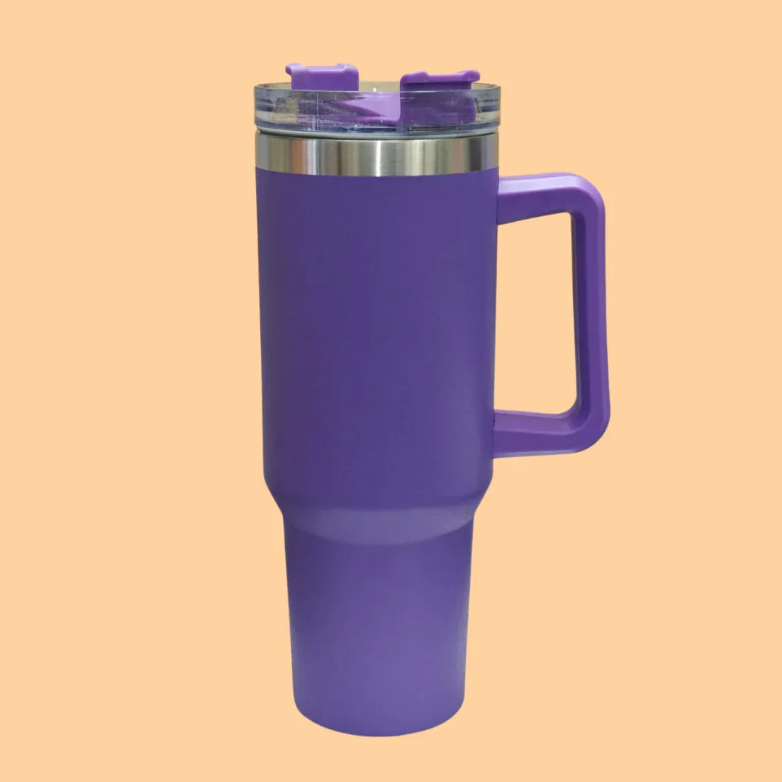 Purple Stainless Steel Insulated Tumbler With Steel Straw - 1200ml - Craft Farm
