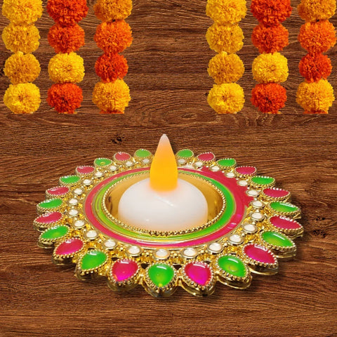 Multicolour T-light Candle Holder - 2 PCS (Design 2) - Craft Farm