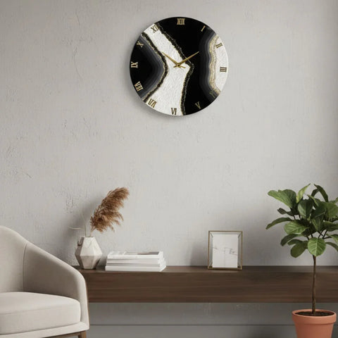 16 inch black and white wall clock - Craft Farm