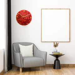 12inch Velvet Design Resin Wall Clock in Red