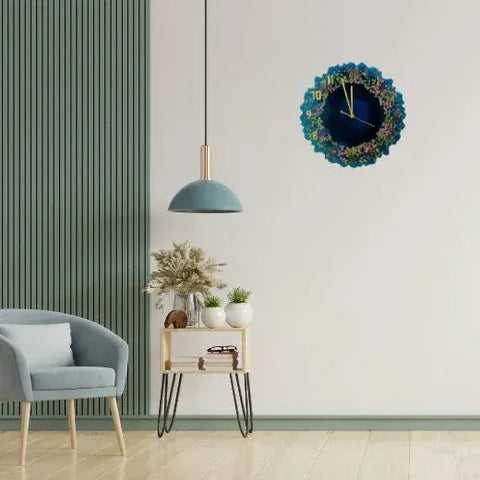 12-inch Resin Wall Clock With Real Dry Flowers