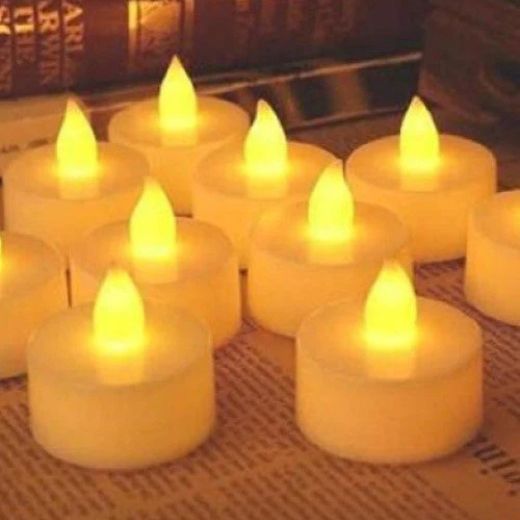 Plastic Flameless LED Tealight White Candles Smokeless Candles -12