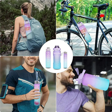 3 Water Bottle with Motivational Time Marker