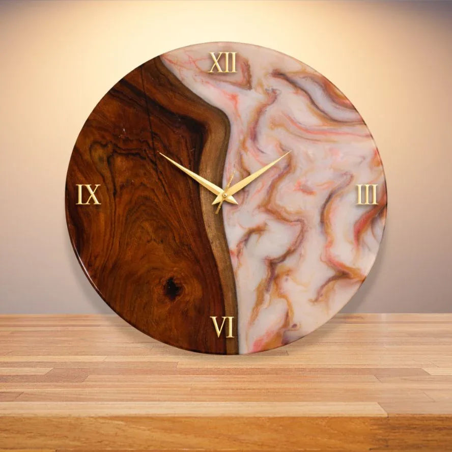 16 inch Resin Marble wall clock -Multicolour - Craft Farm