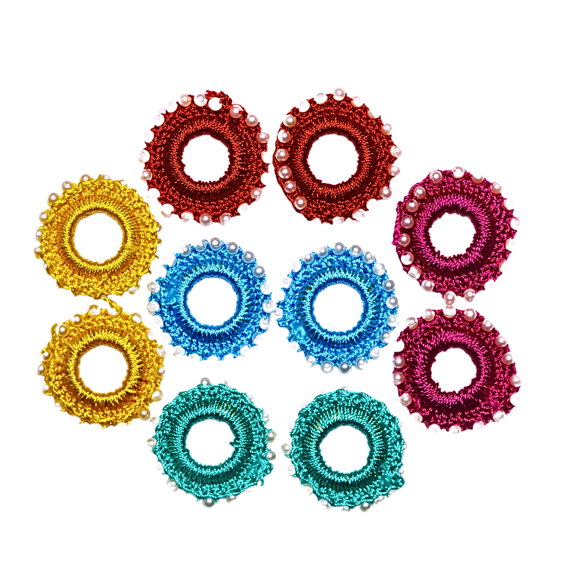 Embroidery Pearl Ring Small - 5 PC( Multicolor)