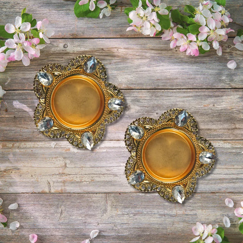 5 Stone Aluminum T-light Candle Holder - 2 PCS - Craft Farm