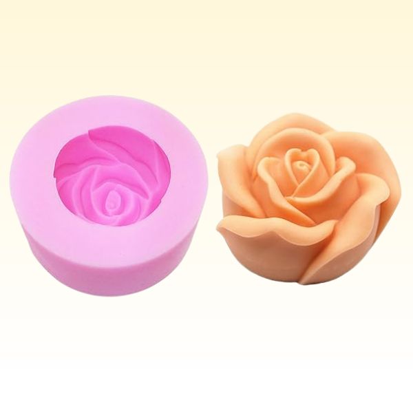 Round Silicone Rose  Candle Mould