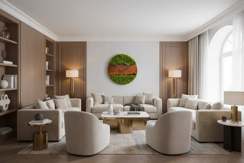 Forest theme Wall Art - 12inch Round With Teakwood - Craft Farm