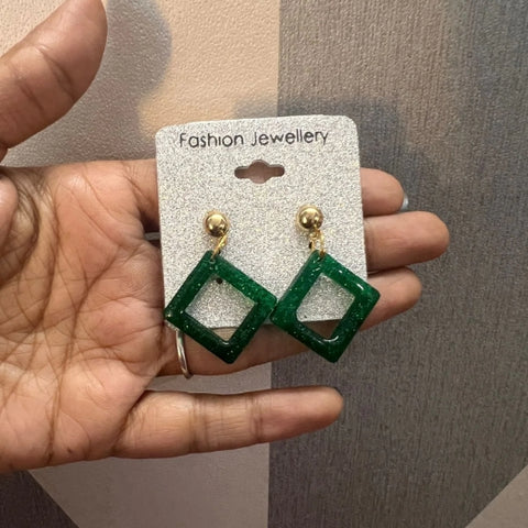 Green Glitter Earring
