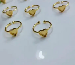 1 Pc Heart Shape Gold Ring Base – Adjustable Blank Ring Setting for DIY Jewelry Making