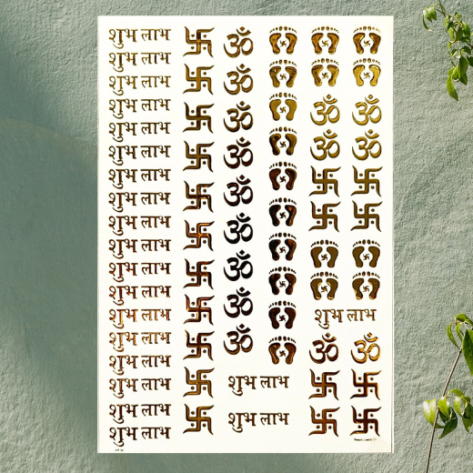 Shubh Labh Om Foot Swastik Sticker