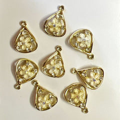 Waterdrop With Flower Charm - 1 Pcs