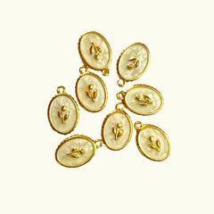 Oval Flower Charm - 1 Pcs