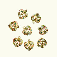 Heart Shape Charm With Stone - 1 Pcs