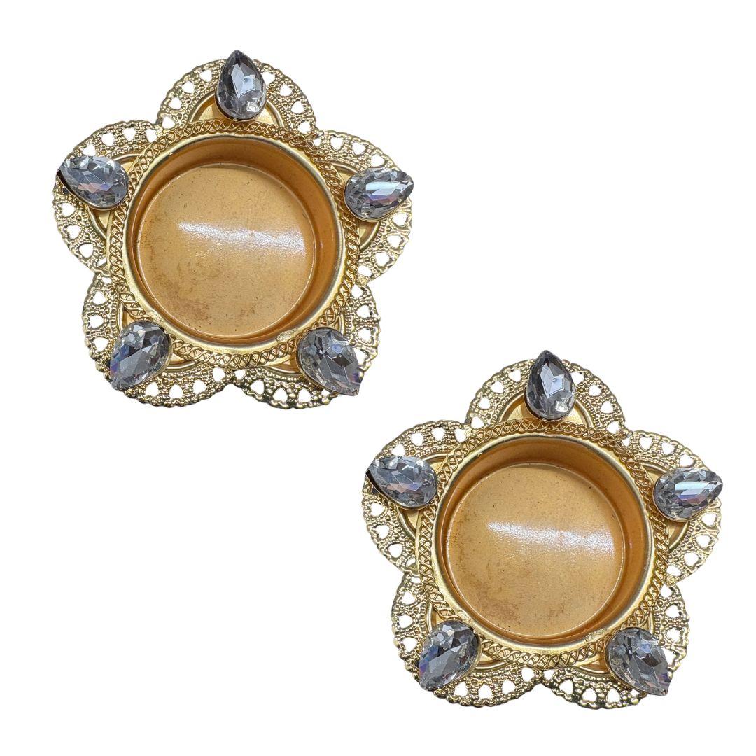 5 Stone Aluminum T-light Candle Holder - 2 PCS