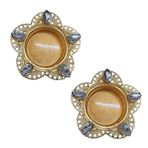 5 Stone Aluminum T-light Candle Holder - 2 PCS