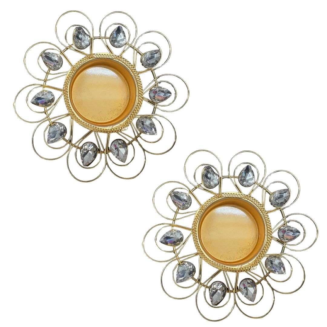 10 Stone Aluminum T-light Candle Holder - 2 PCS