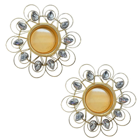10 Stone Aluminum T-light Candle Holder - 2 PCS