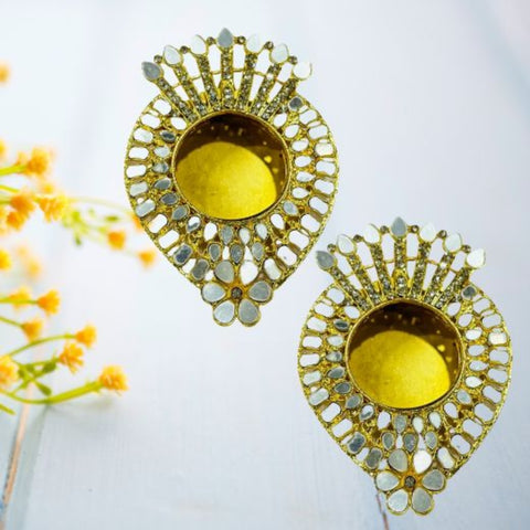 Metal T-light Candle Holder Mirror Design 1 - 2 PCS