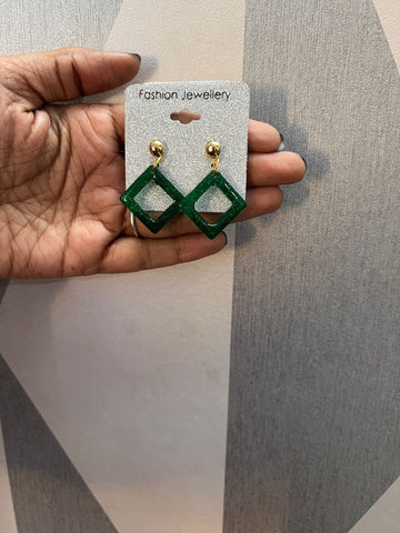 Green Glitter Earring