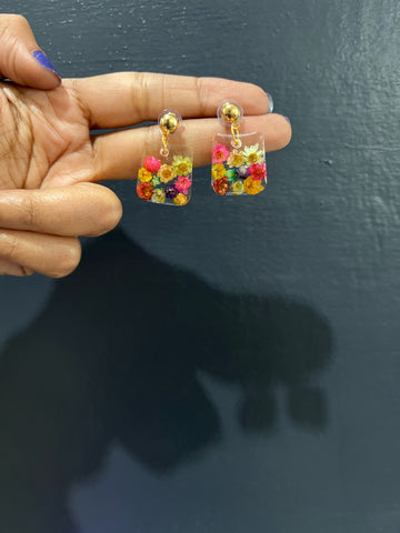 Multicolour Dry Flower Dangle Earring