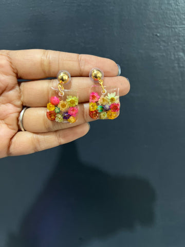 Multicolour Dry Flower Dangle Earring