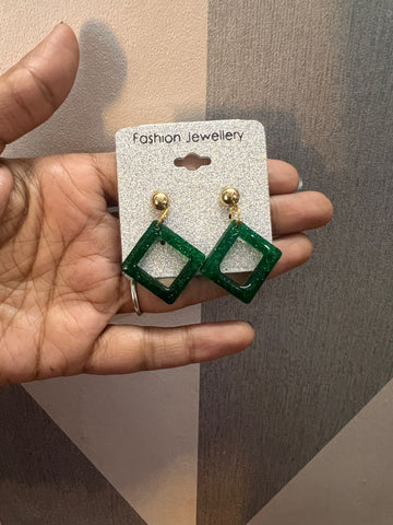 Green Glitter Earring