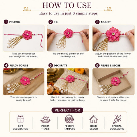 Handmade Resin Lumba Rakhi with Pearl Latkan – Designer Raksha Bandhan Rakhi