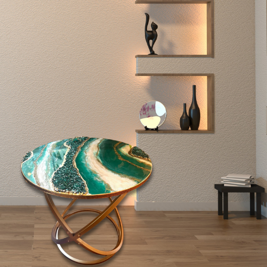 24 inch Resin Geode Coffee Table- Green