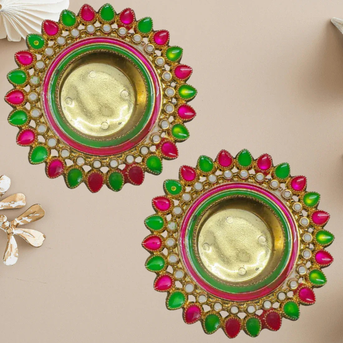 Multicolour T-light Candle Holder - 2 PCS (Design 2) - Craft Farm